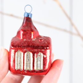 Vintage kerk / huis kerstbal ornament