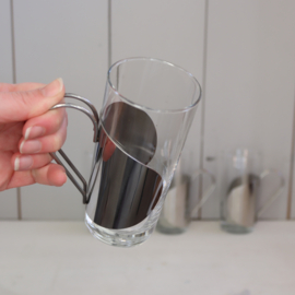 Vintage glas met rvs houder