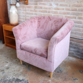 Vintage velvet fauteuil roze