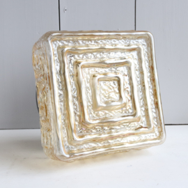 Vintage jaren 70 plafondlamp bubbel glas vierkant geel