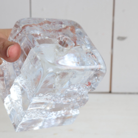Ingrid Glashutte kandelaar blok glas 60s
