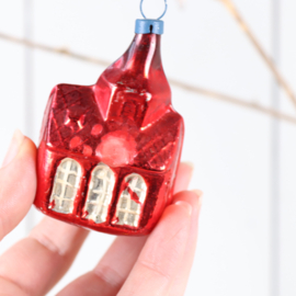 Vintage kerk / huis kerstbal ornament