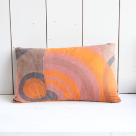 Vintage kussen oranje bruin 25 x 40