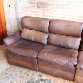Vintage elementen bank bruin leer jaren 70