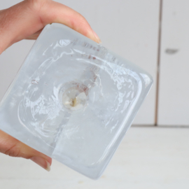Ingrid Glashutte kandelaar blok glas 60s