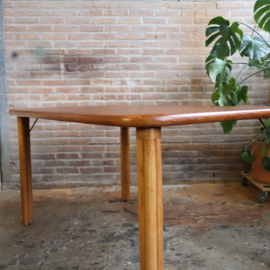 Vintage eettafel rotan 70s ribbel
