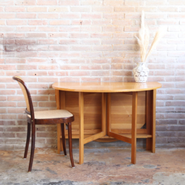 Vintage jaren 70 pinewood inklaptafel rond ovaal