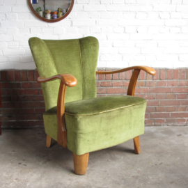 Vintage fauteuil velours groen