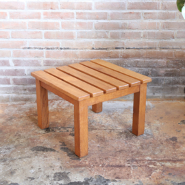 Vintage latten eiken salontafel bijzzettafel