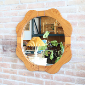 Vintage spiegel hout pinewood bloem