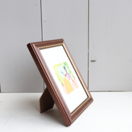 Vintage fotolijst hout goud 21.5x16.5