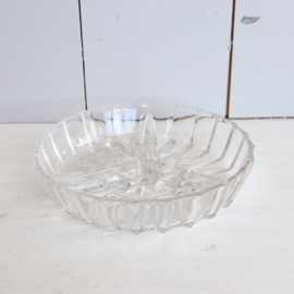 Vintage glazen schaal 3 vakjes kristal look
