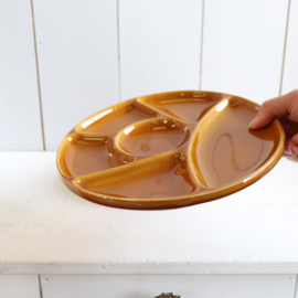 Vintage snack bordjes / fondue borden geel borrel bord 70s