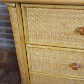 Vintage rotan ladekast nachtkastje