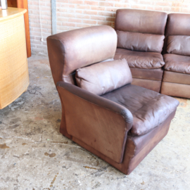 Vintage elementen bank bruin leer jaren 70