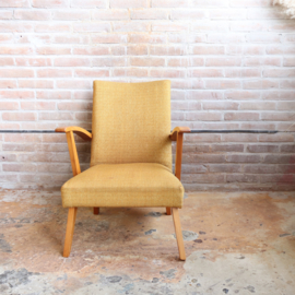 Vintage spijlen fauteuil jaren 60 geel