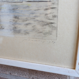Vintage tekening landschap licht blauw