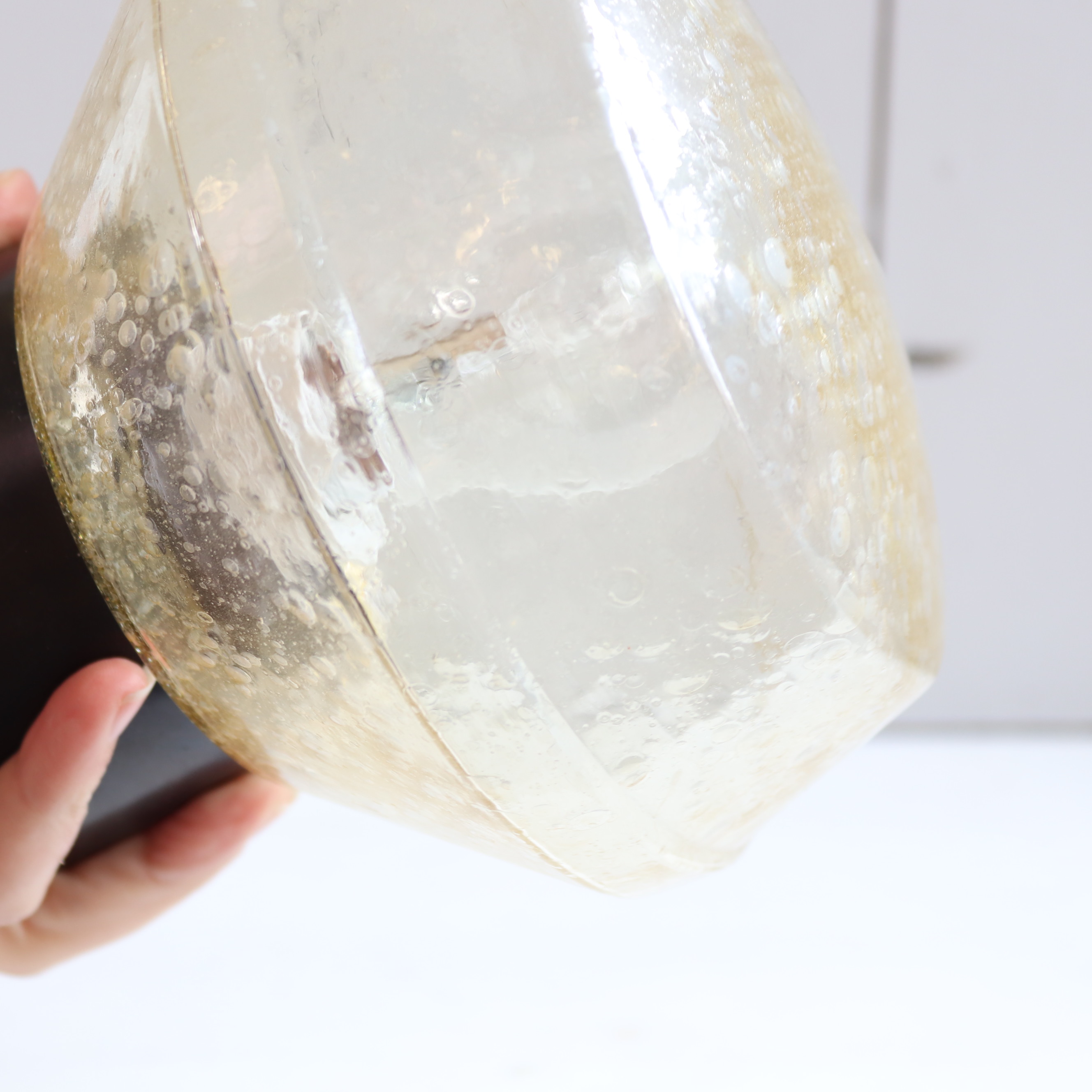 Vintage plafondlamp bubbel glas licht geel jaren 70