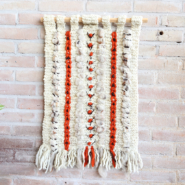 Vintage 70s wandkleed wit oranje