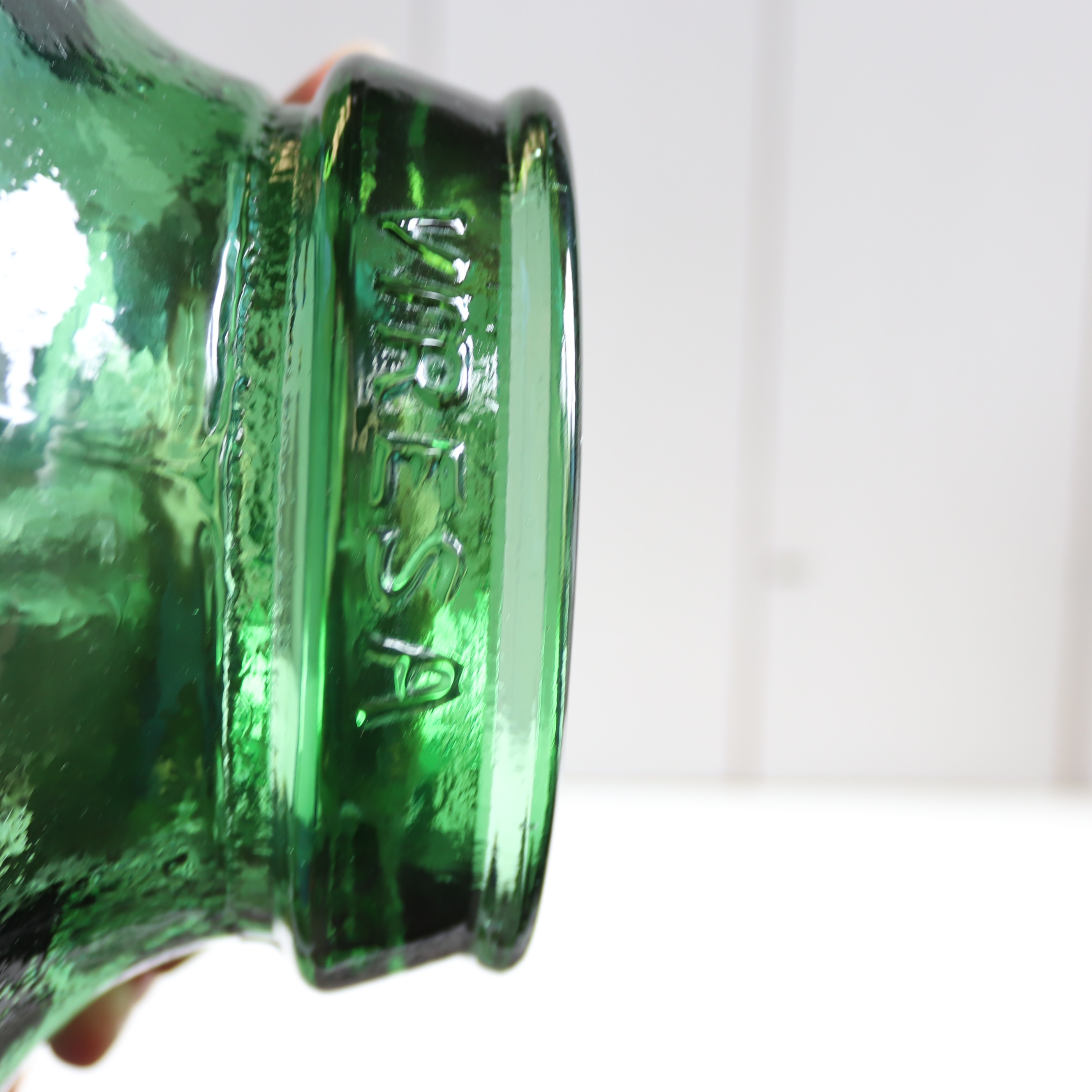 Vintage vaas groen glas bol