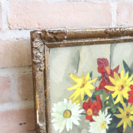 Vintage bloemen schilderij goud lijst