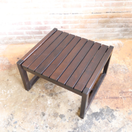 Vintage latten salontafel bijzettafel donker hout