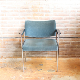 Vintage fauteuil velvet blauw