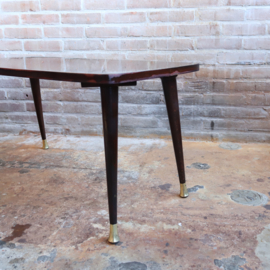 Vintage salontafel  donker hout messing