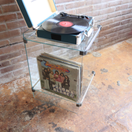 platenspeler kastje van glas vintage jaren 60