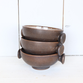 Vintage schaaltjes wit bruin ceramano germany 70s