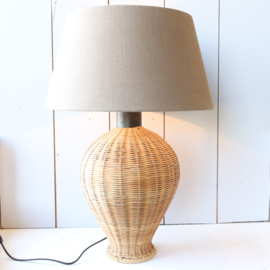 Vintage tafellamp riet bruine kap