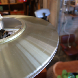 Vintage handlamp plafond messing dik glas 1960 ufo model