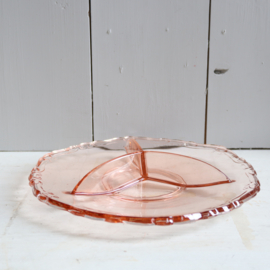 Vintage schaal roze glas