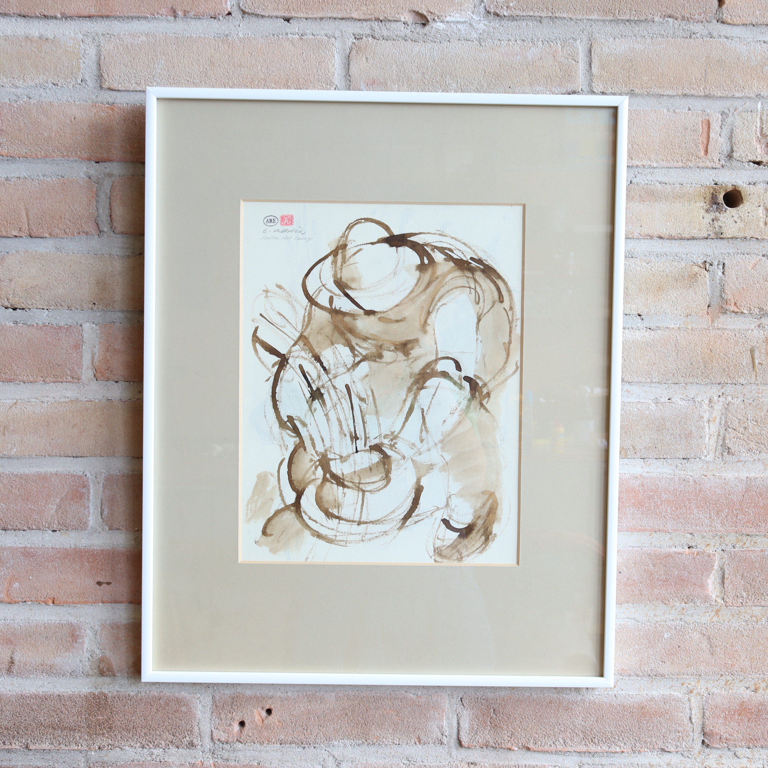 Kunst tekening beige bruin Enric Adserá Riba
