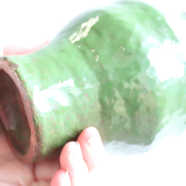 Vintage vaas groen handgemaakt