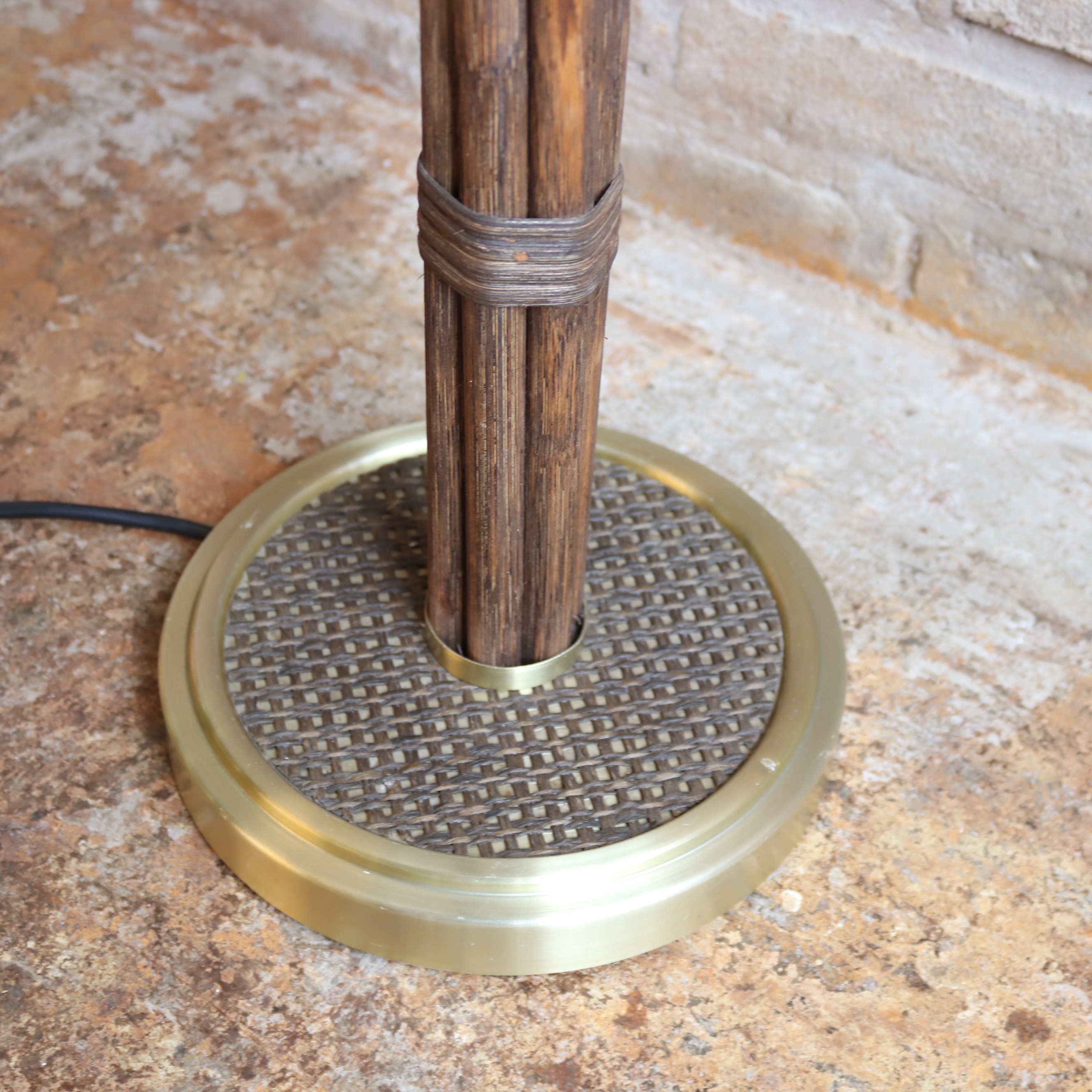 Vintage lamp bloemen retro oranje rotan messing