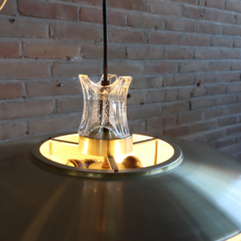 Vintage handlamp plafond messing dik glas 1960 ufo model