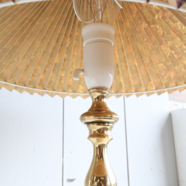 Vintage plooikap bloemen lamp messing