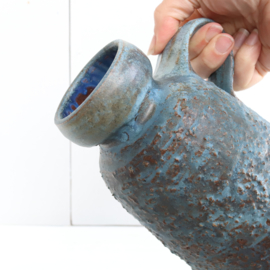 Vintage vaas in mat blauw glazuur
