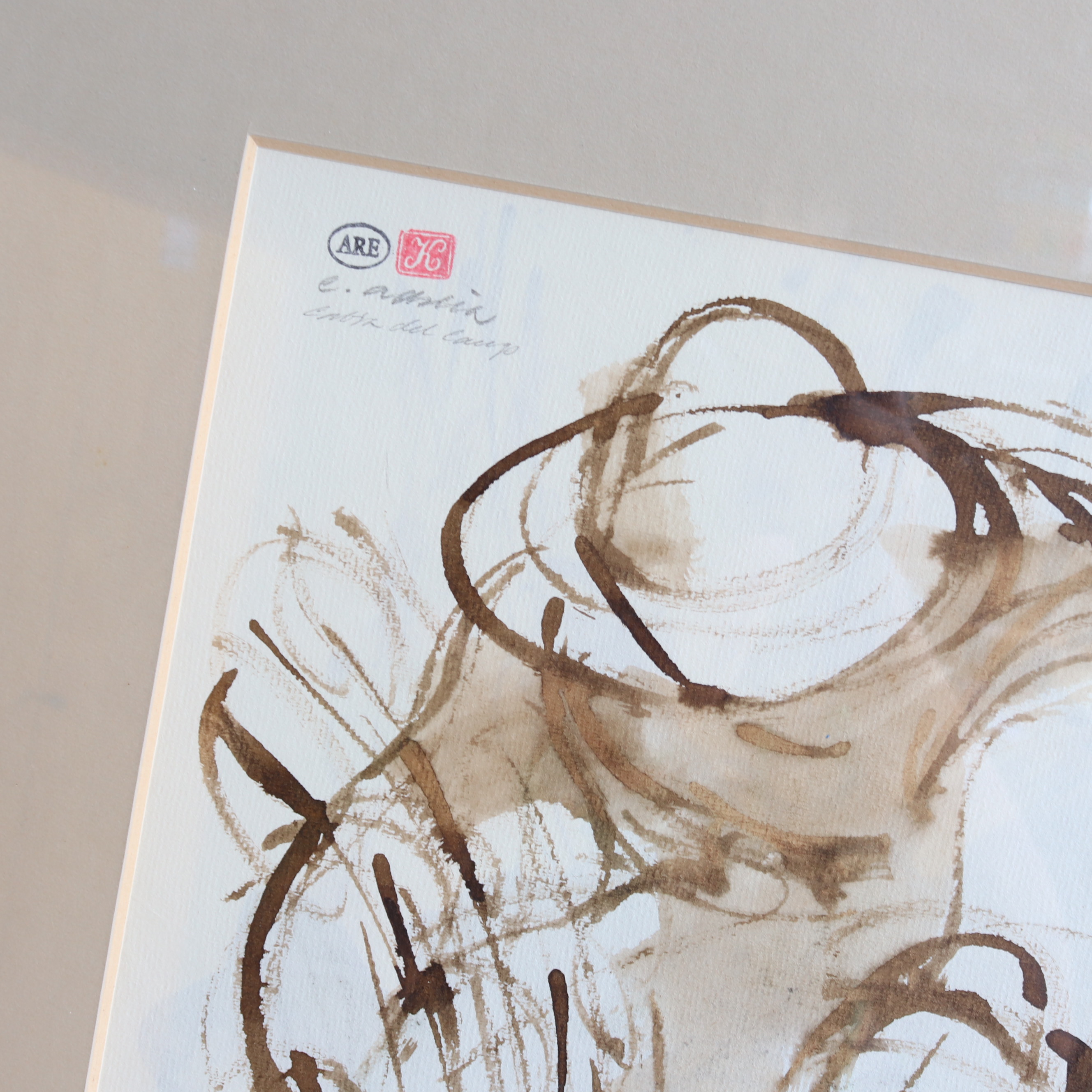 Kunst tekening beige bruin Enric Adserá Riba
