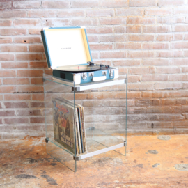 platenspeler kastje van glas vintage jaren 60