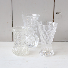 set 3 vintage kristal vaasjes