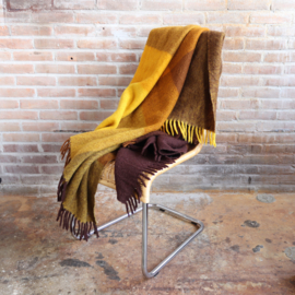 Vintage deken wol oker geel plaid