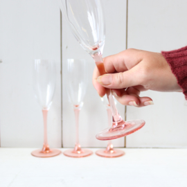set 4 luminarc france champagne glazen roze