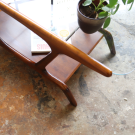 Vintage salontafel hout glas