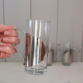 Vintage glas met rvs houder