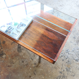 Vintage salontafel hout glas