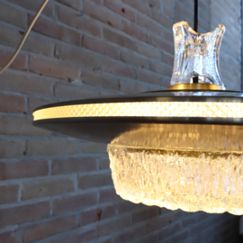 Vintage handlamp plafond messing dik glas 1960 ufo model