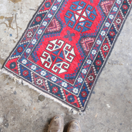 Vintage Perzische tapijt loper rood blauw 285 x 68