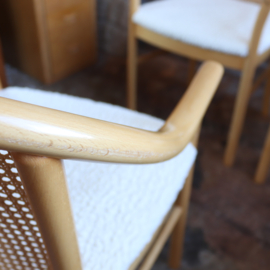 Set 4 webbing stoelen met teddy wol zitting licht hout